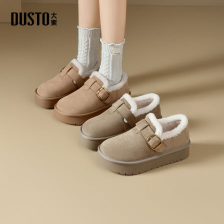 大东女鞋勃肯棉鞋2025冬季加绒保暖舒适百搭可爱厚底毛毛鞋002322