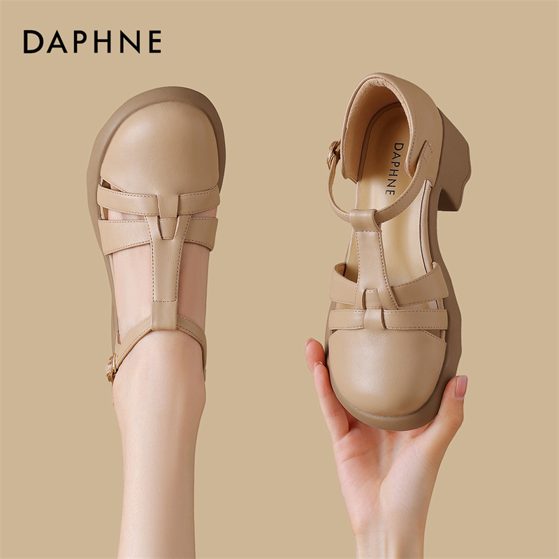 达芙妮厚底粗跟包头罗马凉鞋2026新款夏季配裙子玛丽珍高跟单鞋S 主图