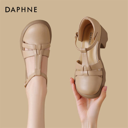 达芙妮厚底粗跟包头罗马凉鞋2026新款夏季配裙子玛丽珍高跟单鞋S 