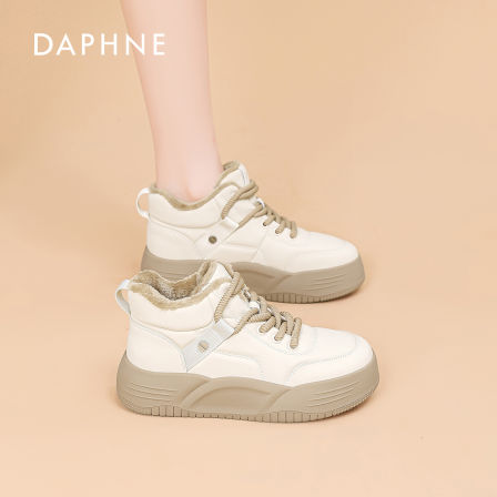 达芙妮厚底加绒洋气过冬款2025冬季新款高帮棉鞋休闲保暖雪地靴S 