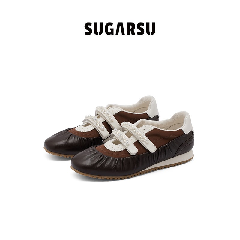 SUGARSU 酥履26年春季新款复古休闲玛丽珍棕色芭蕾德训女鞋主图
