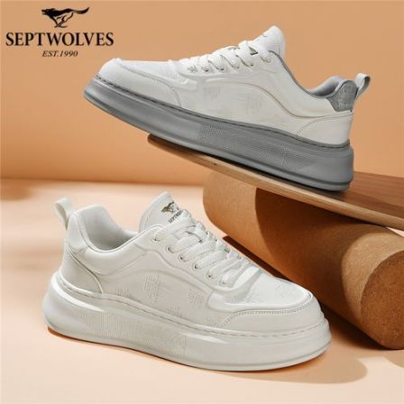 七匹狼2026新款圆头防臭休闲皮鞋百搭男鞋夏季低帮韩版潮鞋小白鞋
