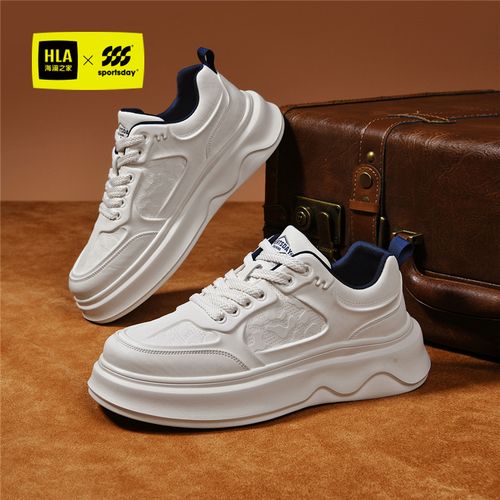 HLA/海澜之家sportsday春夏新款休闲系带增高板鞋男士百搭小白鞋 主图