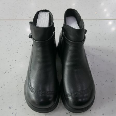 XL-55981秋冬款二棉毛绒牛皮三分腰靴