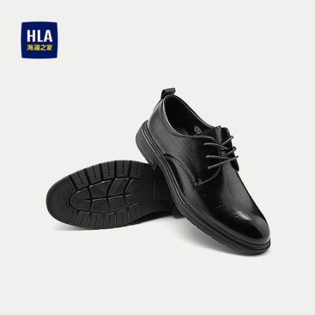 【圆头系带】HLA海澜之家正装皮鞋男25新橡胶底商务透气鞋子男