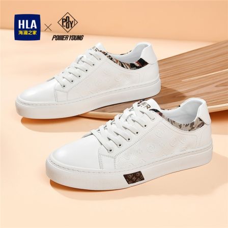 HLA/海澜之家男鞋2026春季新款低帮潮流压纹板鞋百搭休闲小白鞋