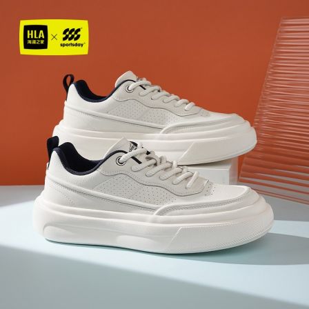 HLA/海澜之家男鞋2026春季新款百搭透气厚底板鞋运动休闲小白鞋子