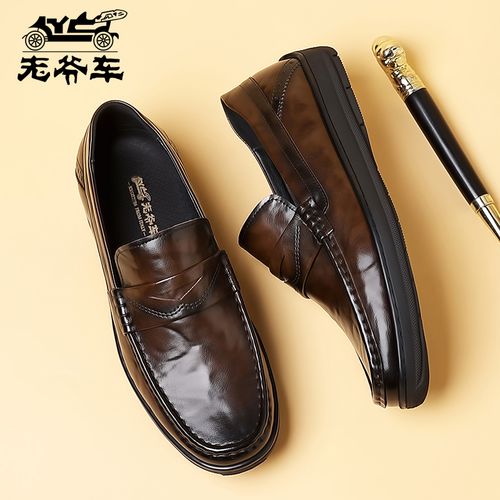 老爷车皮鞋2026春季爆款休闲豆豆鞋真皮皮鞋男款软底驾车鞋工作鞋主图