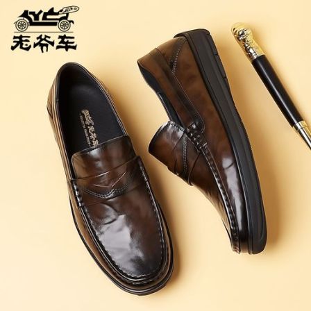 老爷车皮鞋2026春季爆款休闲豆豆鞋真皮皮鞋男款软底驾车鞋工作鞋