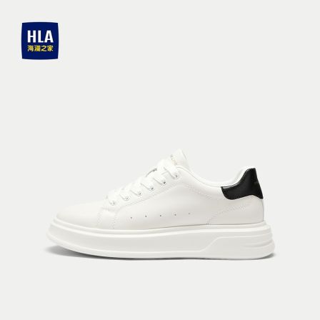 【抽绳系带】HLA海澜之家休闲鞋男撞色镶拼印花圆头透气鞋子男
