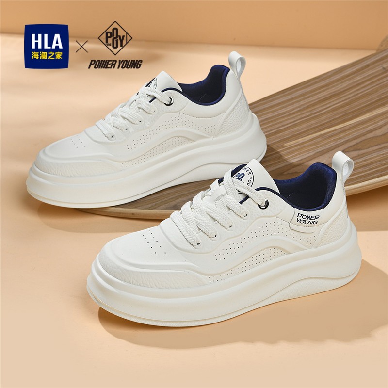HLA/海澜之家男鞋2026春季新款透气厚底增高板鞋百搭休闲小白鞋子主图