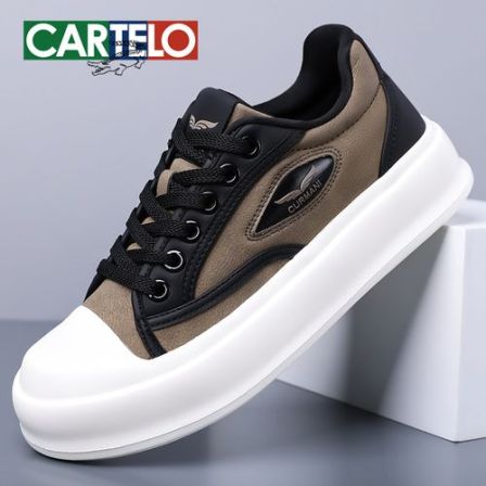 卡帝乐鳄鱼男鞋2026新款时尚休闲板鞋百搭透气运动鞋子厚底增高潮