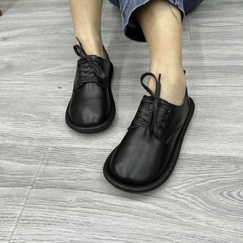 2023春秋新款复古日系大头鞋英伦风系带皮鞋百搭舒适真皮软底单鞋主图