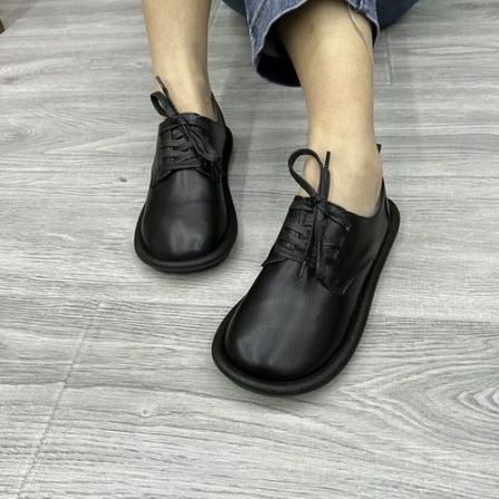 2023春秋新款复古日系大头鞋英伦风系带皮鞋百搭舒适真皮软底单鞋