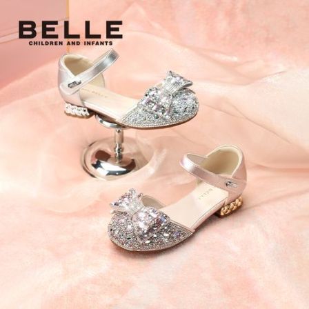 新款春秋女童软底闪亮水晶公主半凉鞋高跟RK0612