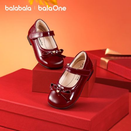 【balaOne】巴拉巴拉童鞋女童公主鞋2026新款春秋鞋子蝴蝶结甜美