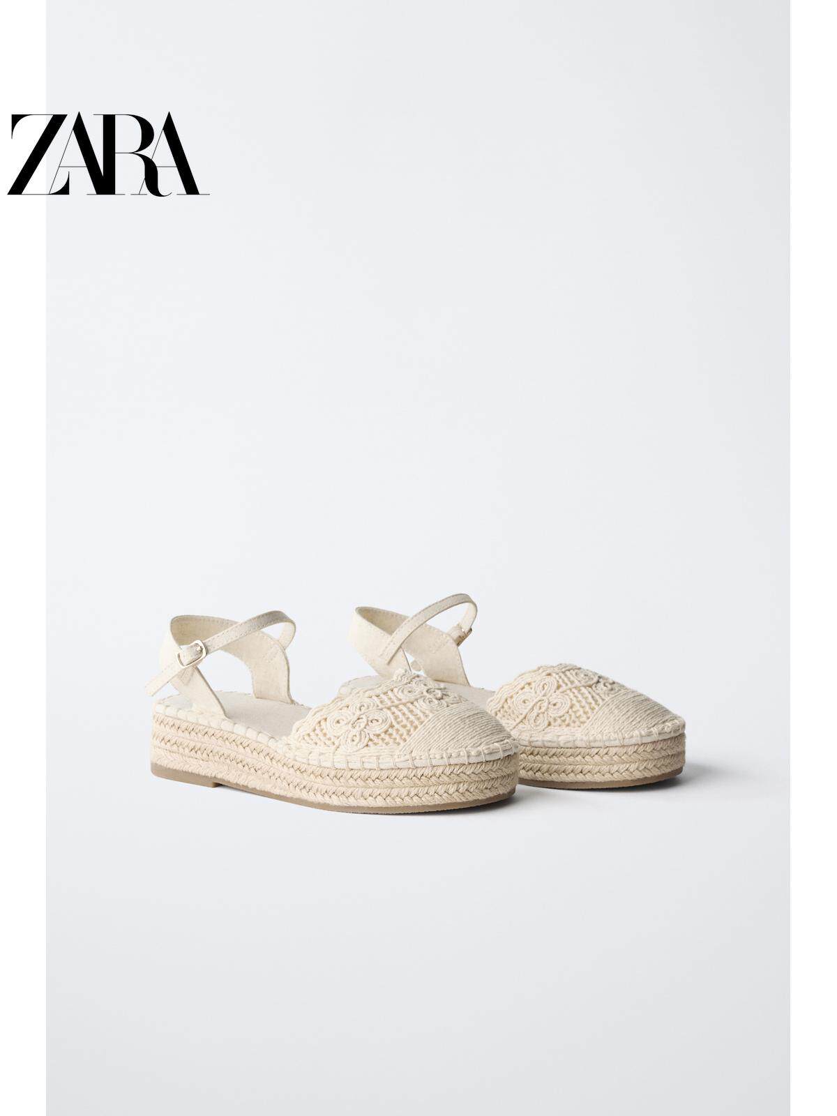 ZARA2026春夏新品 儿童鞋女童 刺绣休闲舒适麻底鞋 2520730 002主图
