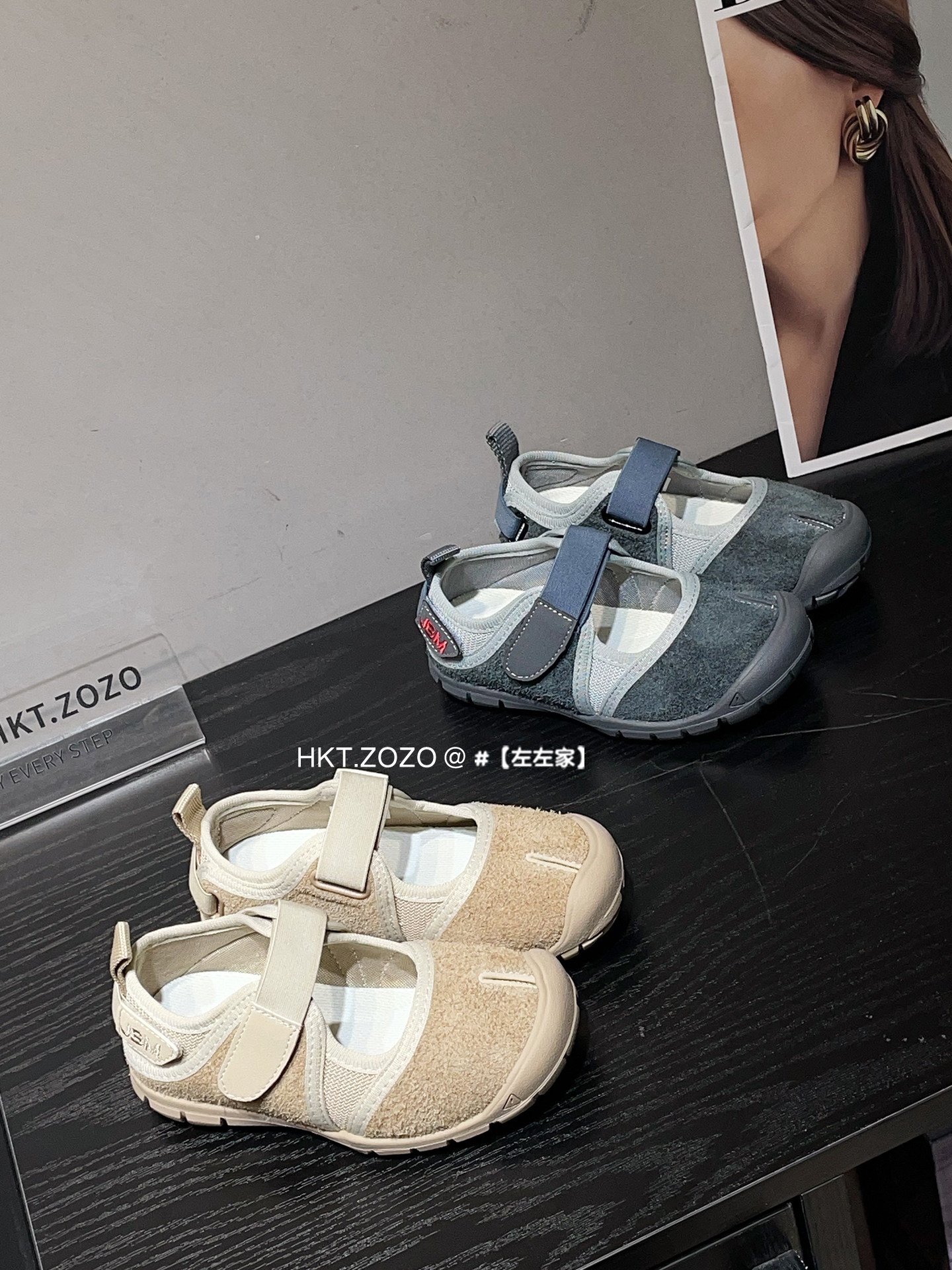 左左家儿童魔术贴防踢单鞋2026春中大童免系带软底男童女童小皮鞋主图