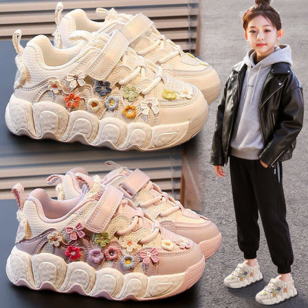 官网C&K童鞋女童2026新款儿童防滑网面小白运动鞋学生女孩老爹鞋