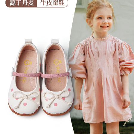 五粒豆女童皮鞋甜美儿童波点公主鞋多巴胺小女孩单鞋芭蕾圆头瓢鞋
