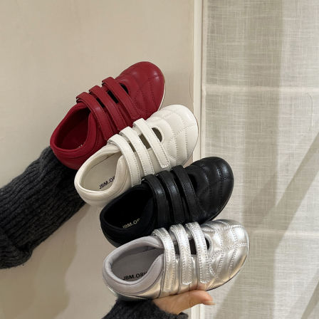 JBM 26春季新款儿童玛丽珍运动鞋韩版女童银色魔术贴阿甘鞋小白鞋