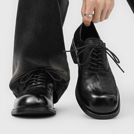 cleanfit斜切翘头德比鞋男高级感痞帅方头皮鞋商务通勤正装新郎鞋