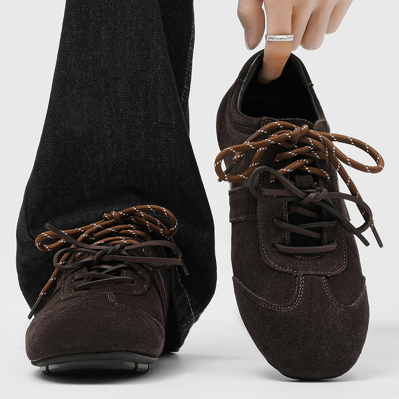 老钱风极简芭蕾德训鞋男翻毛复古平底训练运动足球休闲通勤阿甘鞋主图