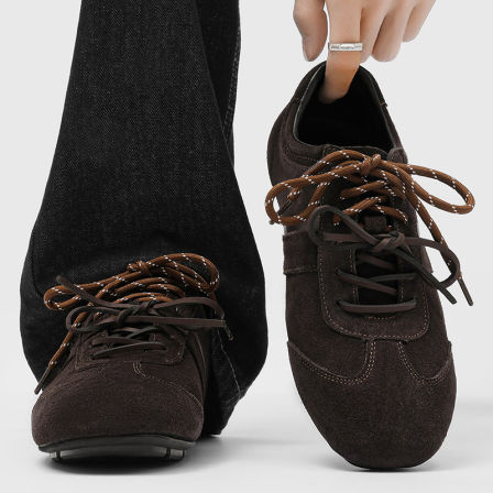 老钱风极简芭蕾德训鞋男翻毛复古平底训练运动足球休闲通勤阿甘鞋