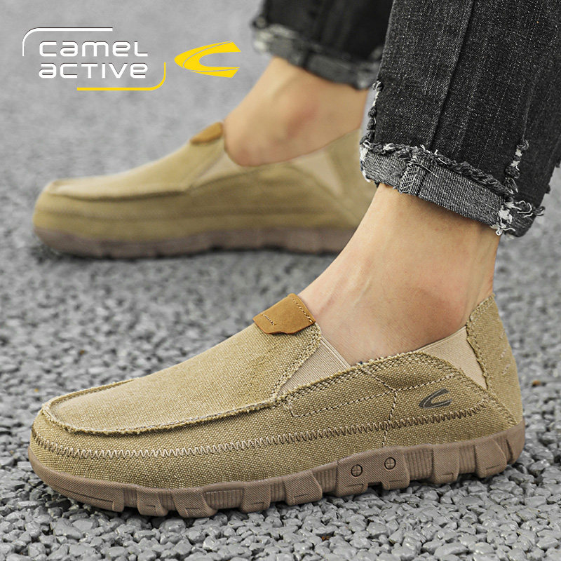 德国骆驼动感帆布鞋男士一脚蹬乐福鞋软底老北京布鞋驾车鞋半拖鞋主图