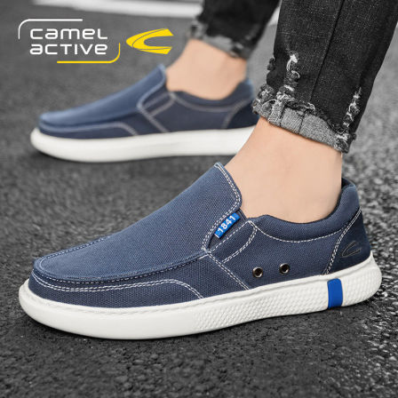 德国骆驼动感帆布鞋男士休闲懒人一脚蹬软底乐福驾车鞋老北京布鞋