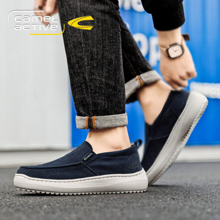 德国骆驼动感帆布鞋春季2026新款一脚蹬乐福鞋老北京布鞋手工板鞋