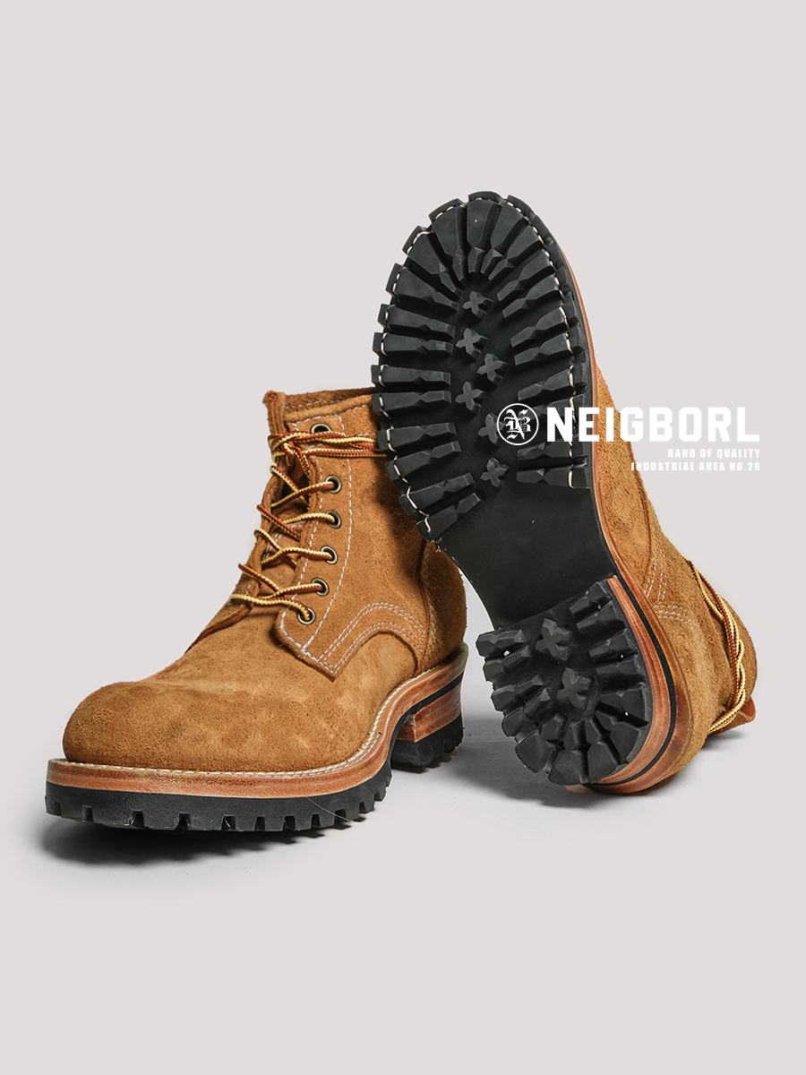 【大镖客】NEIGBORL钊叔制手工固特异头层牛皮反绒高帮工装大黄靴主图