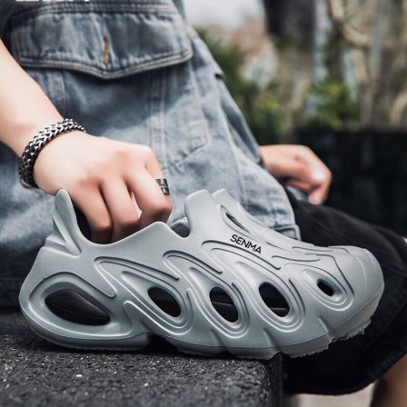 森马洞洞鞋男2026新款夏季青少年拖鞋外穿厚底增高一脚蹬沙滩鞋