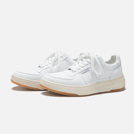 森果果 厚底小白鞋男款2026新款春季百搭真皮鞋子白色通勤板鞋女