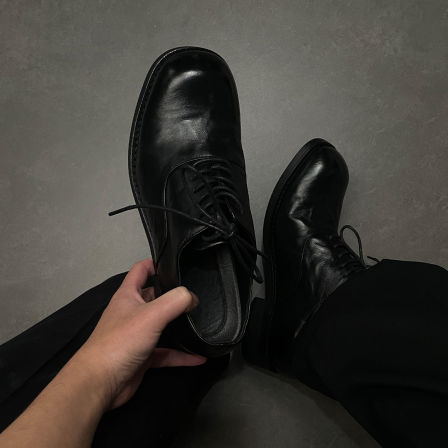 方头德比鞋男高级真皮休闲皮鞋通勤正装手工固特异厚底结婚新郎鞋