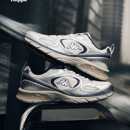 Kappa6906男鞋厚底老爹鞋2026春季新款银色复古运动鞋轻便跑鞋子