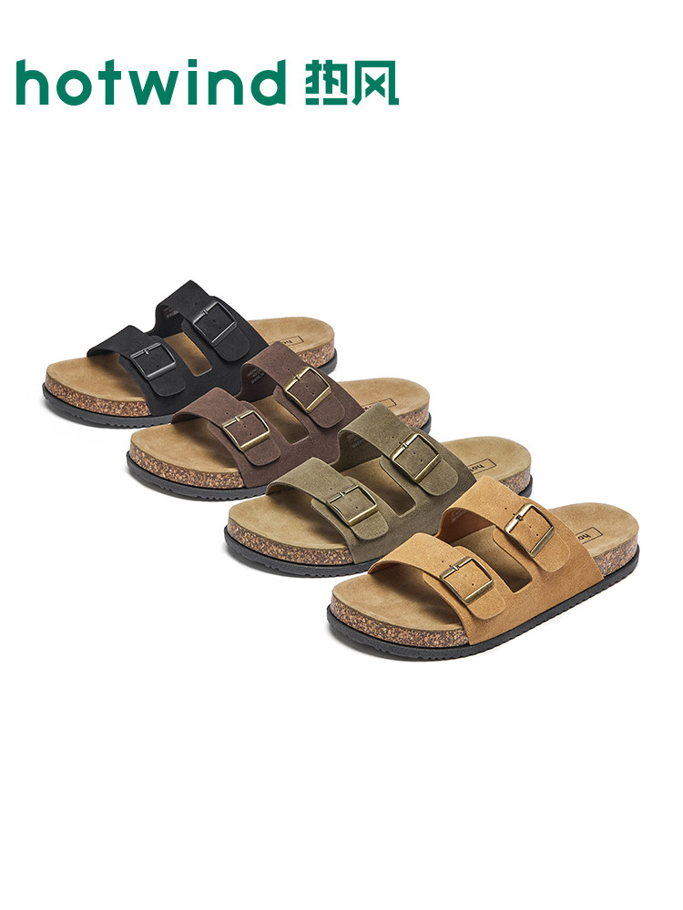 热风男鞋2026年夏季新款男士时尚一字拖复古勃肯拖鞋休闲沙滩鞋子主图