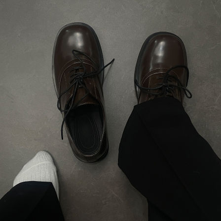 德比鞋男女厚底增高休闲方头棕色皮鞋Cleanfit商务正装新郎结婚鞋