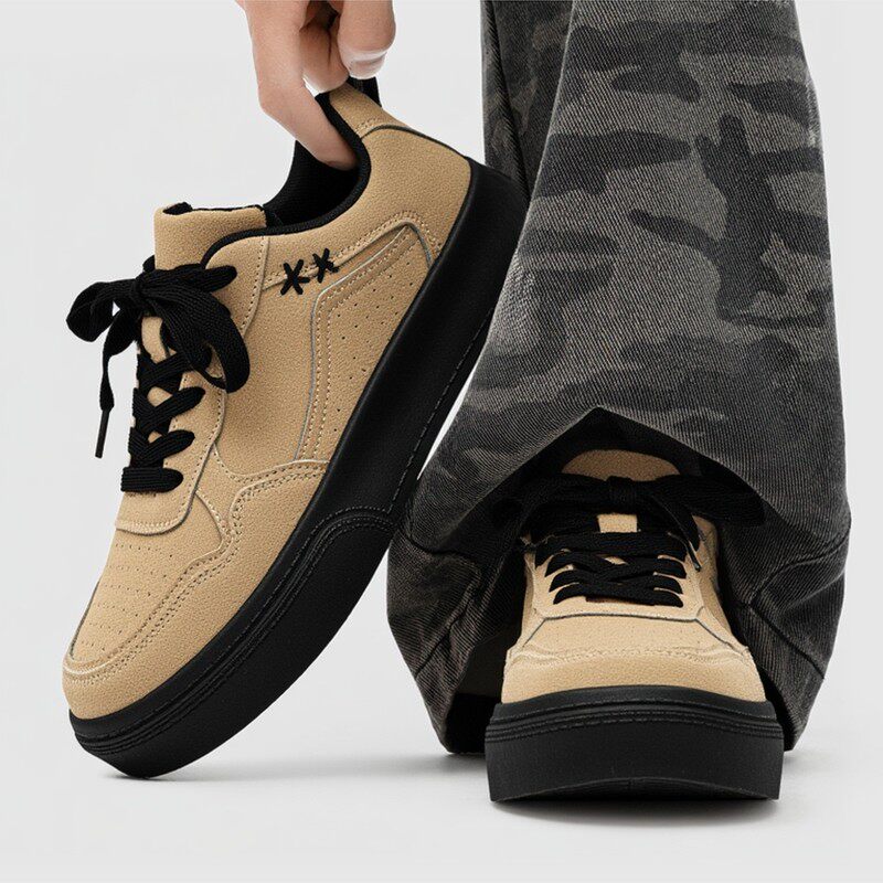 男鞋春季复古百搭休闲小众原创板鞋学生皮面防水防滑运动德训潮鞋主图