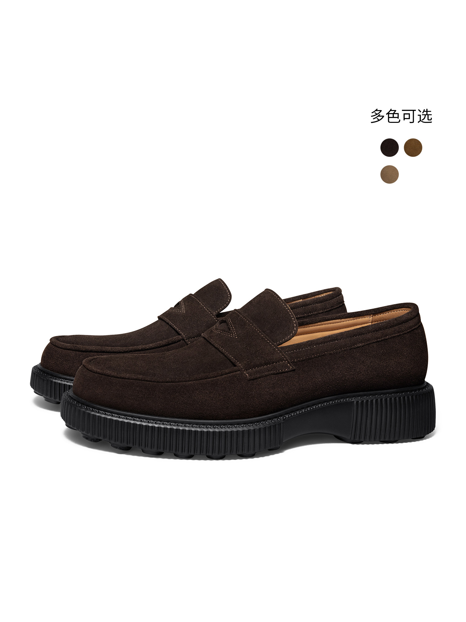 ThomWills反绒皮乐福鞋男增高厚底商务休闲皮鞋一脚蹬懒人鞋春季主图