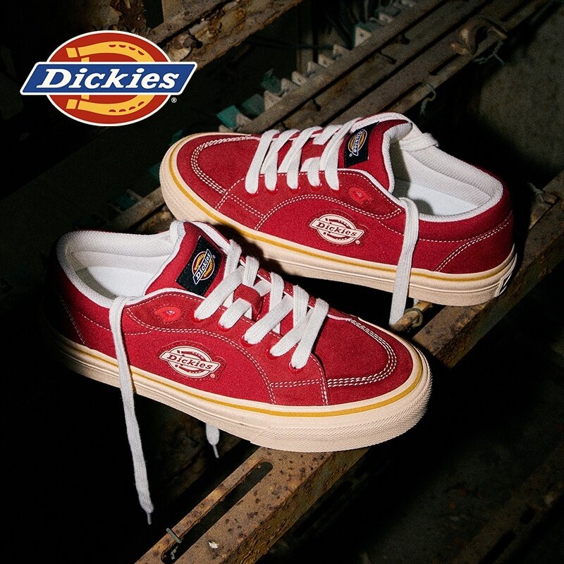 Dickies红色情侣帆布鞋男款2026新款春季男鞋低帮鞋子休闲板鞋女主图