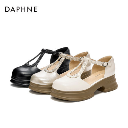 达芙妮编织高跟罗马凉鞋厚底2025年新款夏季仙女风凉鞋粗跟玛丽珍