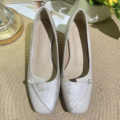 2026春季新款拼接珍珠国风晚晚风温柔鞋配裙子仙女风旗袍单鞋女 主图