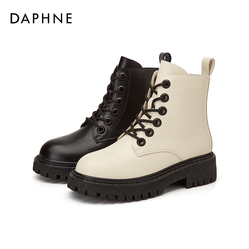 达芙妮25秋季新款时尚休闲百搭潮流马丁靴圆头平底时装低跟马丁靴主图