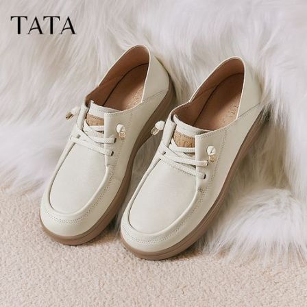 TATA他她QQ软糖英伦单鞋女鞋真皮厚底牛津鞋小皮鞋豆豆鞋7A421CM4