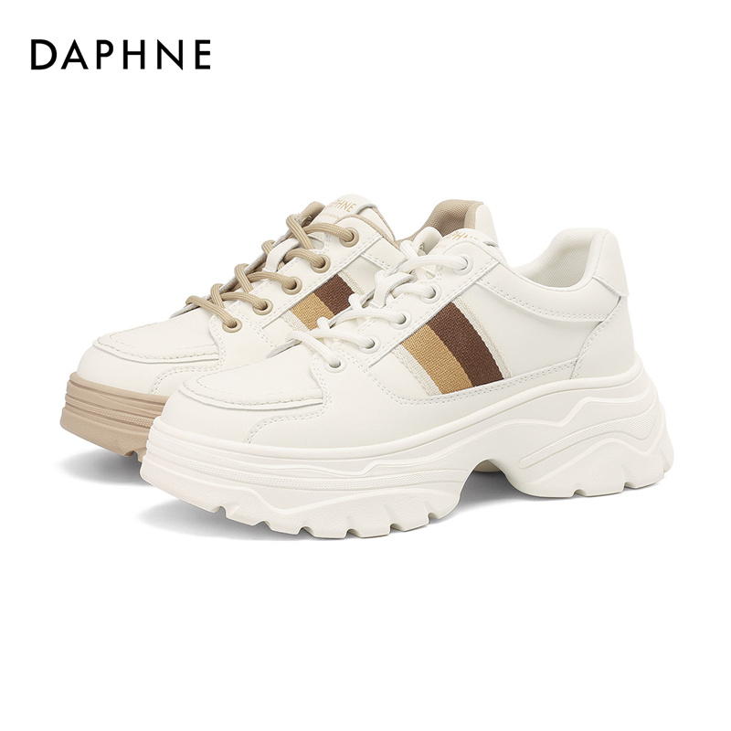 Daphne/达芙妮25春季新款休闲鞋时尚百搭潮流复古厚底系带小白鞋主图