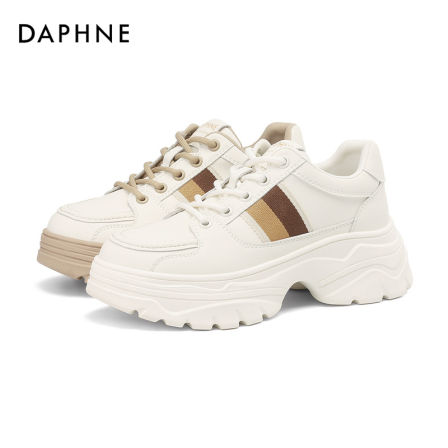 Daphne/达芙妮25春季新款休闲鞋时尚百搭潮流复古厚底系带小白鞋
