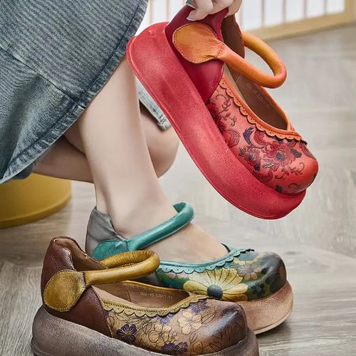 民族风厚底增高真皮女士春秋复古休闲单鞋2601主图