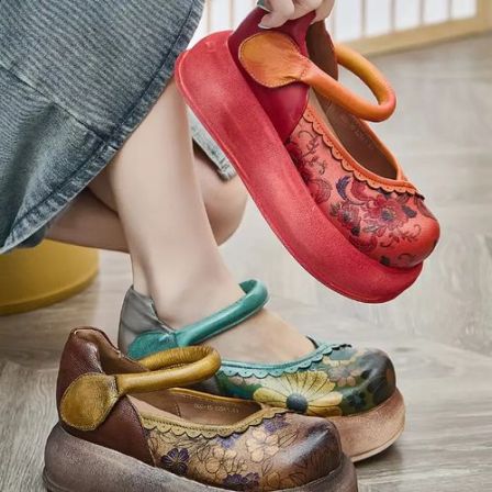 民族风厚底增高真皮女士春秋复古休闲单鞋2601