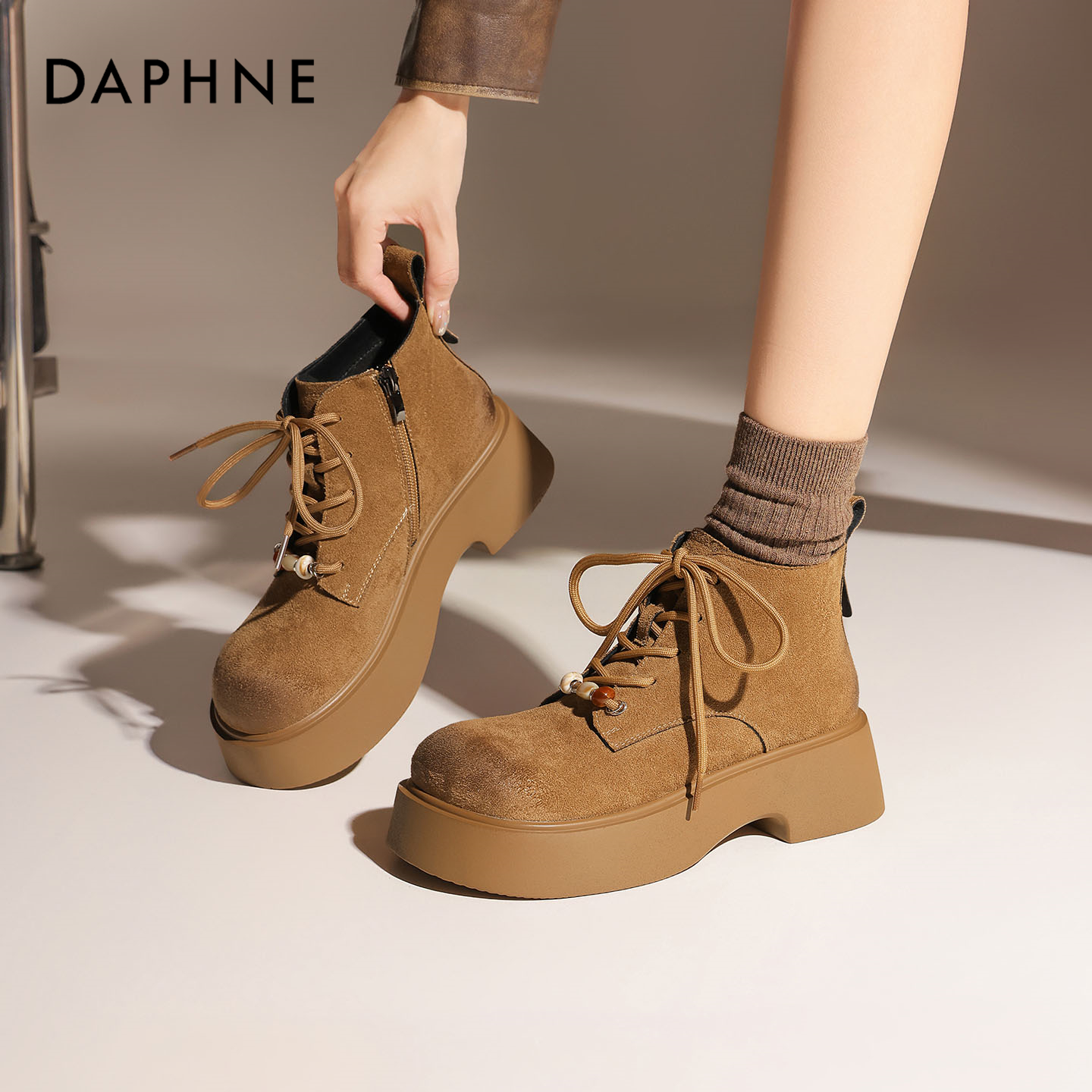 显脚小马丁靴女小个子增高短靴粗跟时尚勃肯瘦瘦靴主图